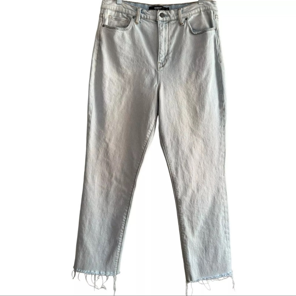 Hudson Holly High Rise Straight Leg Denim Jeans Size 31 Light Wash Raw Hem